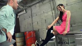 Wild little whores getting their nasty little feet all over daddy's hardon