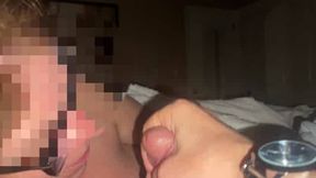 Helping a friend drain his balls of cum.