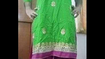 Indian Gay Crossdresser Bottom Gaurisissy real xxx homemade sex in green salwar kurta just like a housewife