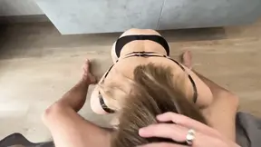 Amateur homemade GF sucks huge cock and licks her ass with balls