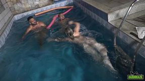 a galera se empolgou e fodeu na piscina e a loira gozou tres vezes - melody antunes