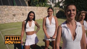 Tennis Heiresses Alexis Crystal and Black Angel Get Disciplined in a Rough Threesome
