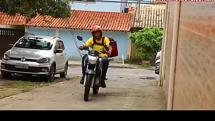 Slamming the Delivery Dude's Massive Cock Down Her Throat