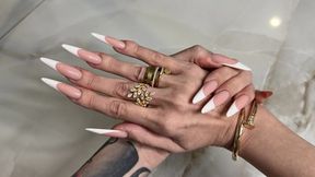 French manicure long nails and long fingers