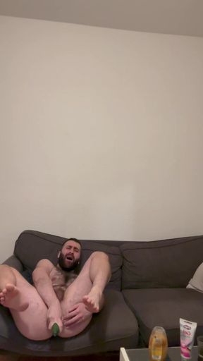 Fucking My Ass Deep with a Thick Cucumber