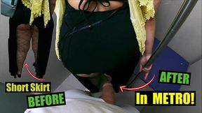 Secret Dick Stuck Under Dress in Subway | Unknown Man Petting Arabic Wife and she Liked!