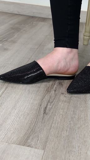 Shoe Collection Pointed-toe Sequin Flat Mules - Dame Olga (4k) (643)