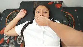 Petite Latina takes a erect drill while her roommate screams `Shh, shh,