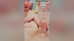 Fucking A Toy With A Friend / Sharing Fleshlight Filled With Cum / Two Guys Fuking One Fleshlight