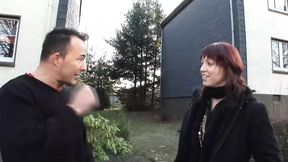 Curvy German chick gets banged hard in the back of the car
