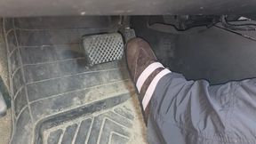 Driving in Cute Brown Sneakers