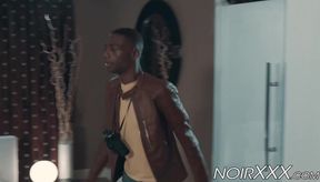 Black homo in jock strap anally fucked by huge white cock