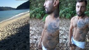 punheta e gozada em publico na praia paradisiaca com o lutador de mma allan guerra gomes