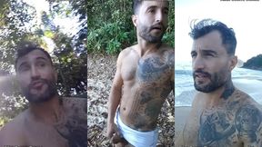 punheta e gozada em publico na praia paradisiaca com o lutador de mma allan guerra gomes