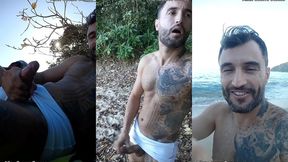 punheta e gozada em publico na praia paradisiaca com o lutador de mma allan guerra gomes