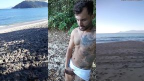 punheta e gozada em publico na praia paradisiaca com o lutador de mma allan guerra gomes
