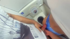 Risky fuck in the airplane's lavatory