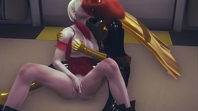 Harley Quinn from The Suicide Squad and batgirl fuck in the subway