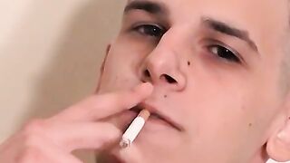 Red cig smoking and a hardcore fat jerking by attractive Marke