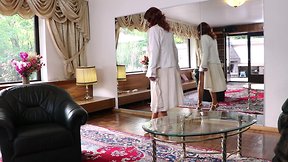 Silk-clad woman craves caning and fucking