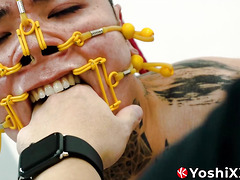 Submissive Yoshi Kawasaki moans while being bound and gagged