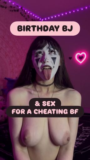 Goth clown girl POV blowjob and facial