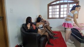 THREE LADYES CONTROL FRAGILE MAID BY IZA CANDY, BRITNEY HUNTER, NICOLLY AND GABY CAM BY ALINE FULL HD