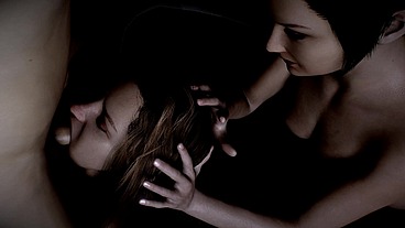 Having a Threesome with Two Thirsty Brunette Girls