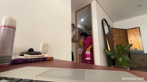 Maid with Huge Ass Cleans Apt Then Jerks Her Boss Part 1