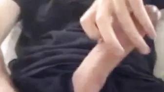 Muscular amateur strokes his big hard cock with thick mushroom head