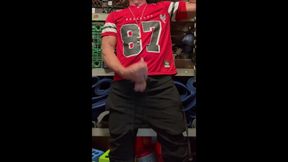 Jockdad87 Shoots a Load of Cum in His #87 Jersey