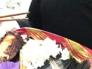 We eat a big salmon lunch for dinner. Delicious!