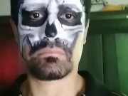Amateur skull makeup guy