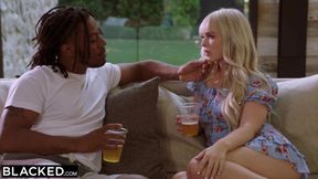 Big black dick-hungry tiny blond hair lady gets creampied by roommate
