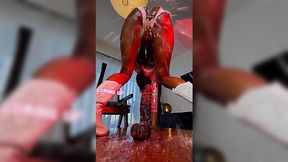 black whore squirts during steamy solo toying