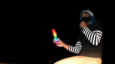FEMBOY RIPS FISHETS TWERK & CUMS SWALLOWING BIG DIDLO...