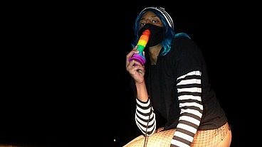 FEMBOY RIPS FISHETS TWERK & CUMS SWALLOWING BIG DIDLO...