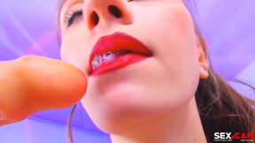 (16:9) Kinky Hot Girl suck her Dildo with passion