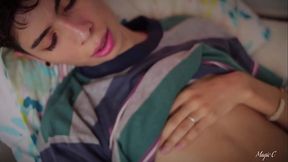 Skinny Twink Masturbation Jerking my big cock with oil until I shoot a nice thick load of cum