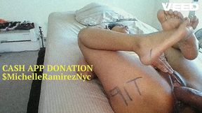 YELLOW T SHIRT HAT ON COSPLAY SMOKING HOT LATINA TAKES BBC