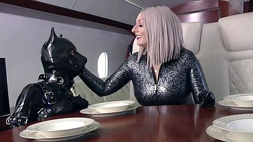 Shiny Latex Goddess and her Submissive Rubber Puppy! Fetish Pet Play POSITIVE FEMDOM