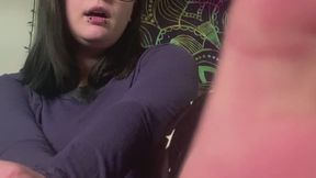 Moody Giantess Marci Teasing Tiny With Feet & Mouth