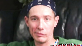 ”Rough gay shows off his body & big dick while masturbating”