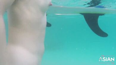 Summer trip ruined when hot Asian babe gets her dripping pussy railed hard and filled with cum in 69