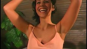 Her big tits shake and jiggle as she struggles to keep her balanced as she's planted atop