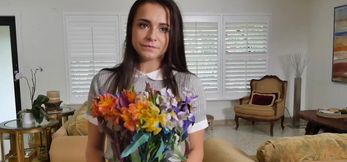 Cute and turned on teen slut seduces an old stick enjoy a