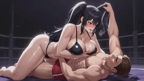 Mixed Wrestling Fantasies #1B: Oil-Slicked Mixed Wrestling Domination Fantasy Roleplay (Animated)