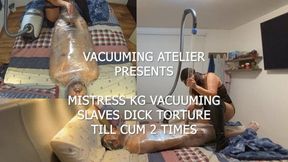 REQUEST: MISTRESS KG VACUUMING SLAVE TILL CUM 2 TIMES IN A ROW (mix of 2 cams view)