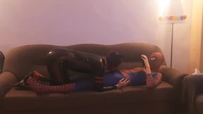 Spiderman nails Pup Pepper clad in enjoy mitten latex (mouthfuck)