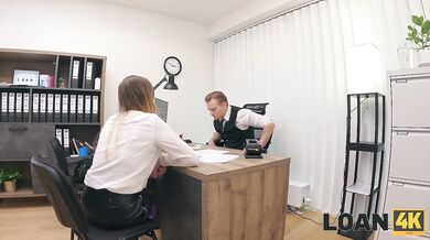 LOAN4K. Czech girl with huge boobs is sucking clerk’s big cock in his office